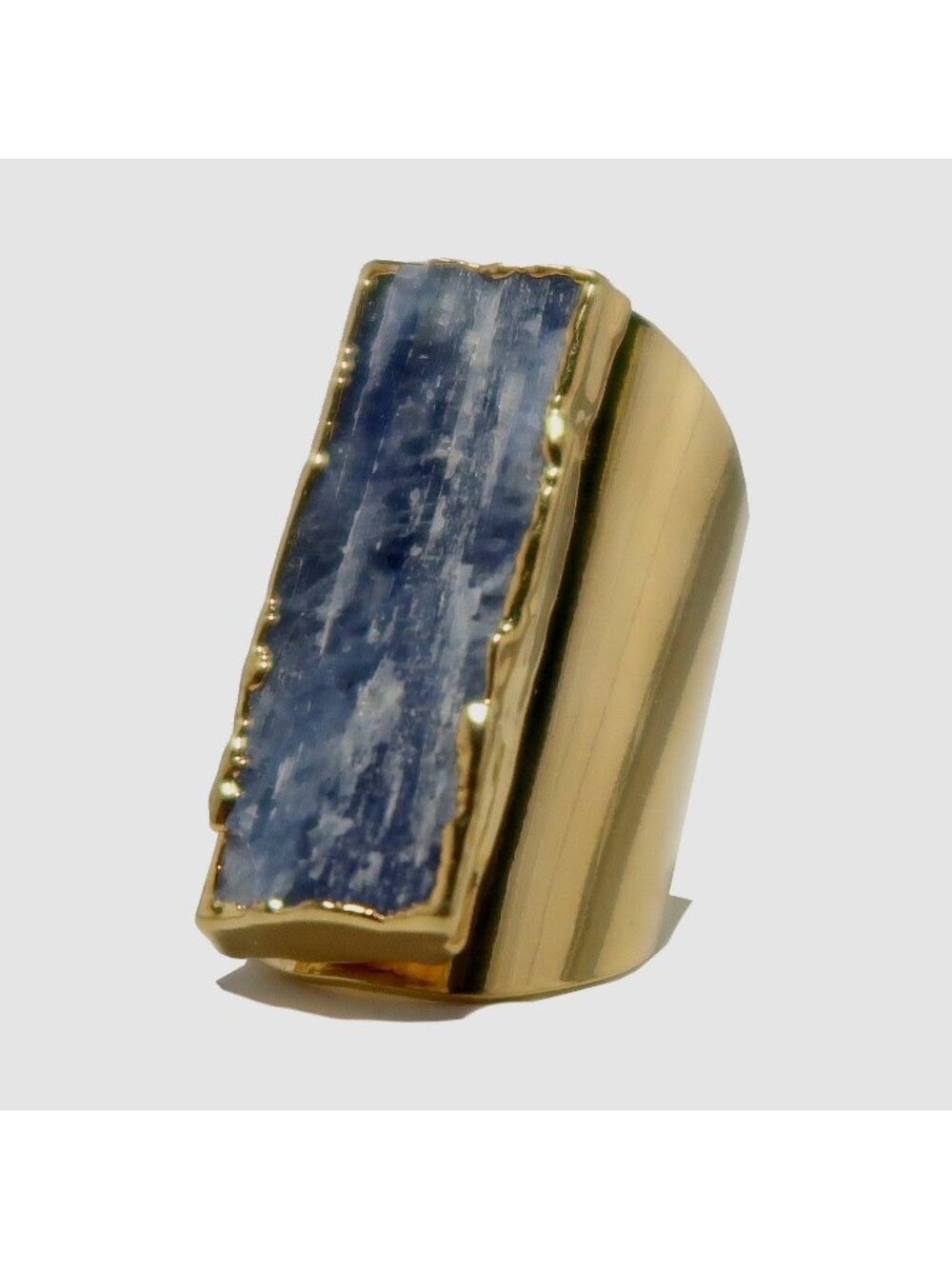Kyanite Ring Blue Sophistication Stone Goddess Gold Adjustable Size 5 to 9 Jewel